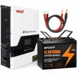 Гібридний інвертор Must 1,5 кВт + Акумулятор MFUZOP 1.28 кВт|100 А, з BMS для ДБЖ, 12В комплект резервного живлення для квартири