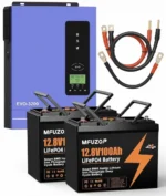 3.2 кВт + 2.56 кВт, Гібридний інвертор Anern, 24 В і Акумулятор MFUZOP 12 В 100 А — 2 шт., з BMS, комплект резервного живлення